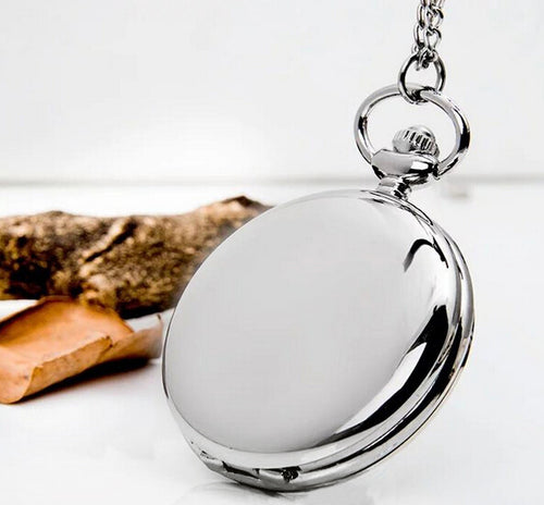 Fashion Silver/Bronze/Black/Gold Pocket Watch Smooth Quartz Pocket Watches Jewelry Alloy Chain Pendant Necklace Man Women Gift